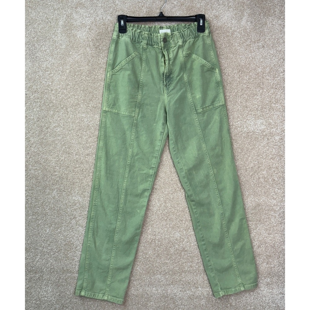 MOTHER The Springy Ankle Pants Women's 27 Green High Rise Utility Denim - Picture 2 of 14